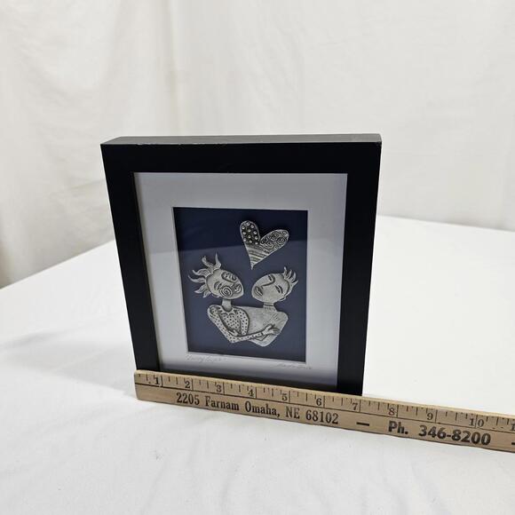 Leandra Drumm Loving Couple Wall Hanging Framed Pewter Art - Picture 9 of 9